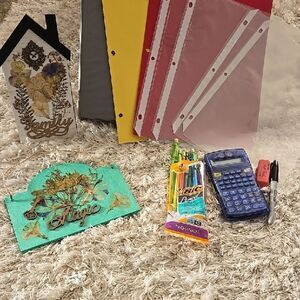 School BIC Pencils Calculator Set with Folders art crafts home bundle lot items